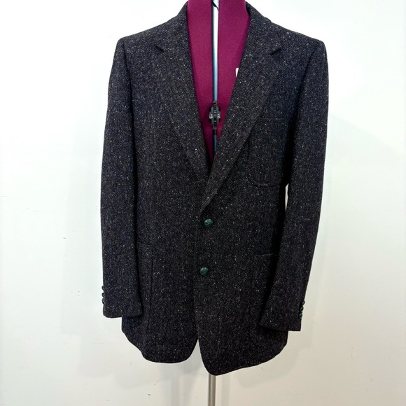 Vintage Scotland Wool Tweed Mens Gray Brown Sport Coat Blazer Jacket 42R - Picture 2 of 16